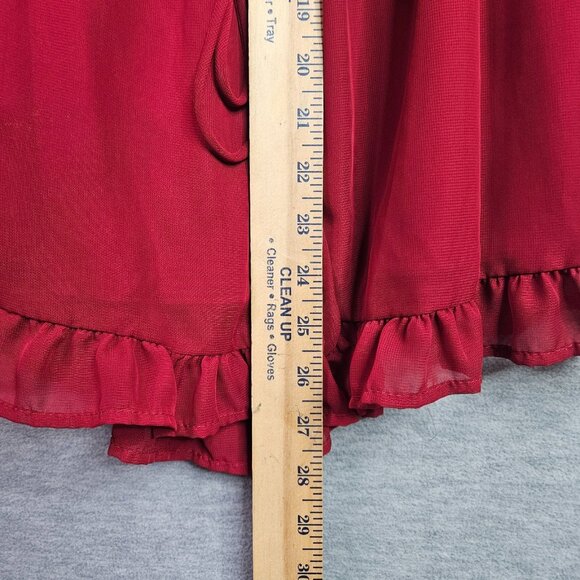 Lulu's Red Ruffle Hem Off the Shoulder Long Sleeve Jumpsuit Women's Size XL - Picture 6 of 8